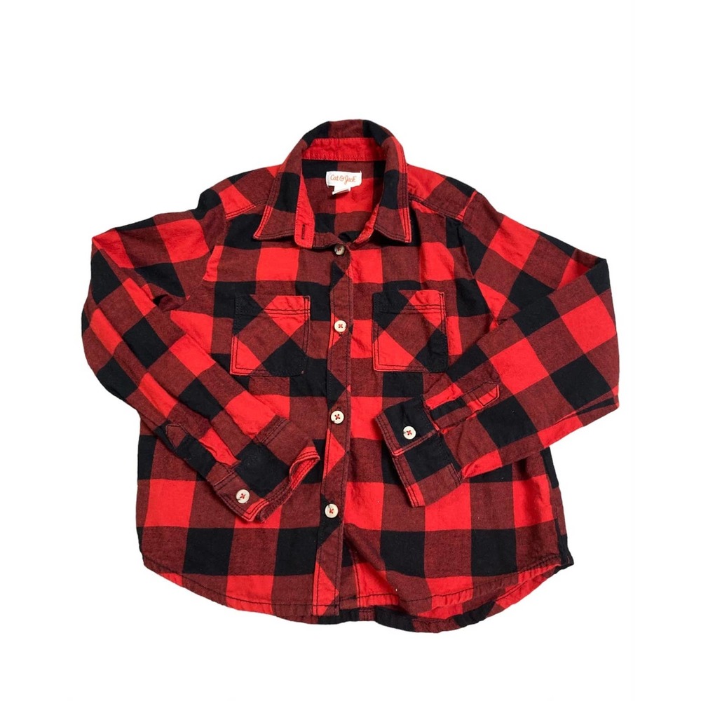 Kids Buffalo Plaid Flannel Shirt S 6/6X